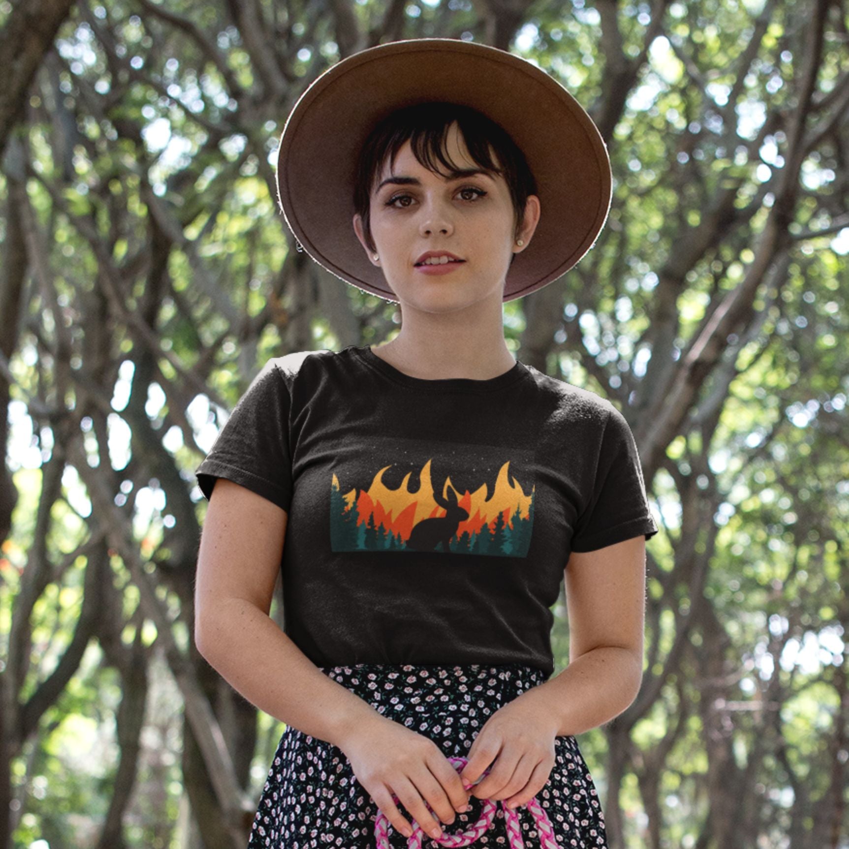Bunny in the Burning Woods Unisex T-Shirt