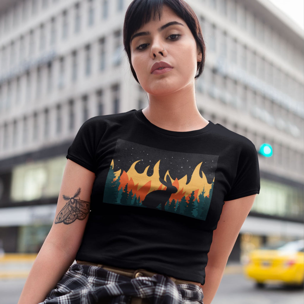 Bunny in the Burning Woods Unisex T-Shirt