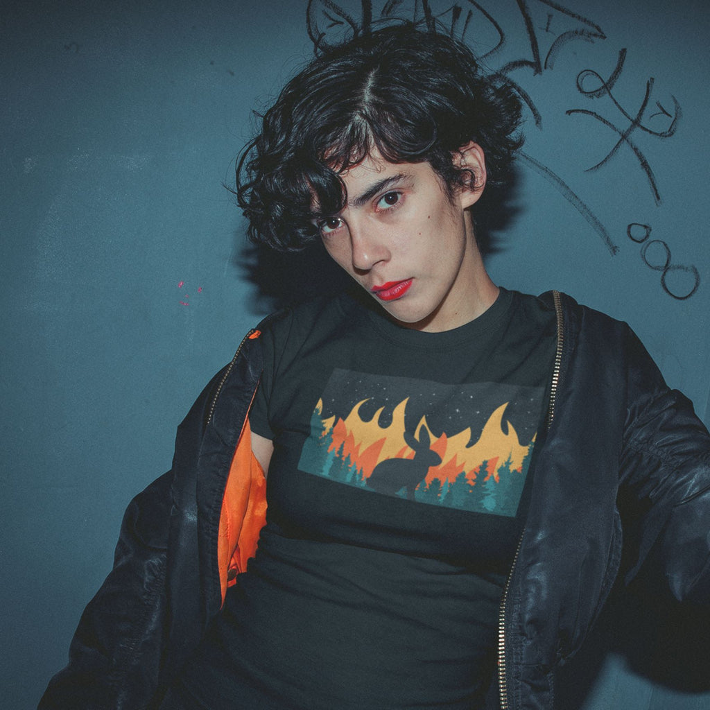 Bunny in the Burning Woods Unisex T-Shirt